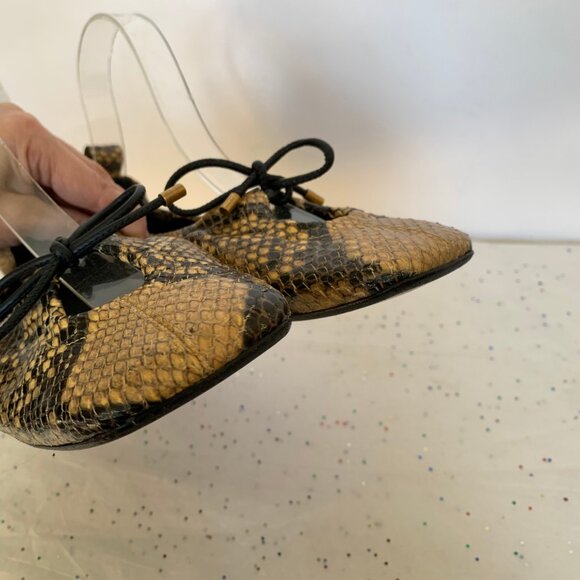 Frame Le Sunset Ballet Flats Python Multi Print Brwn/Blk Lambskin 39.5 Quiet Lux - Picture 14 of 16